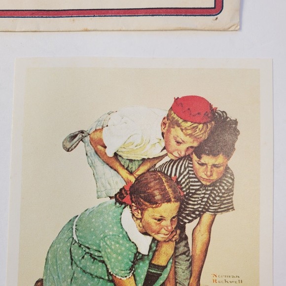 2 Norman Rockwell Lithographs 1972 Golden Days Knuckles Down Orgnl Envelope 5x7 - Picture 8 of 12